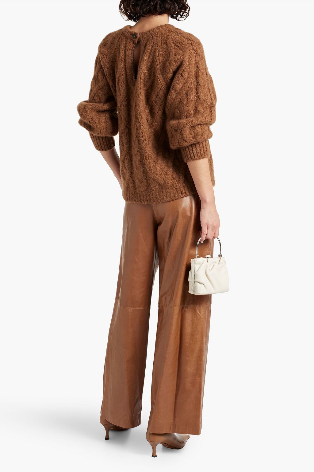BRUNELLO CUCINELLI Leather wide-leg pants