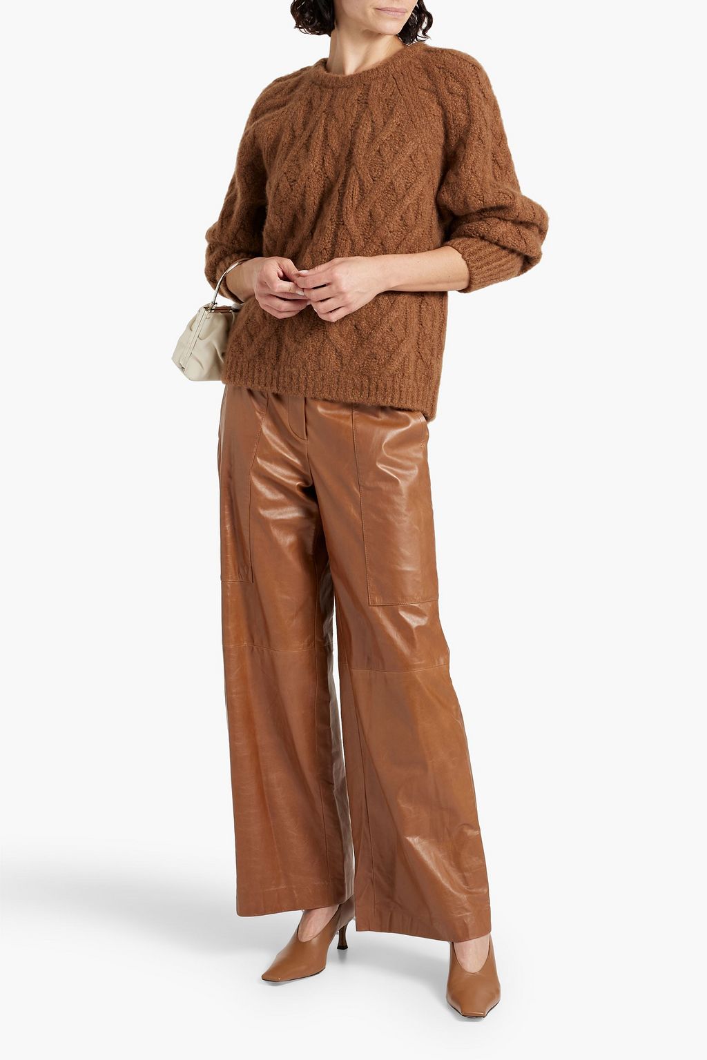 BRUNELLO CUCINELLI Leather wide-leg pants