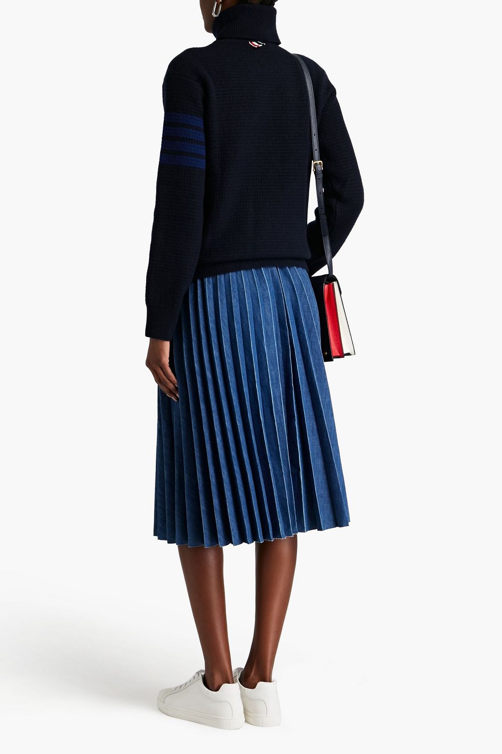 THOM BROWNE Waffle-knit wool and cashmere-blend turtleneck sweater