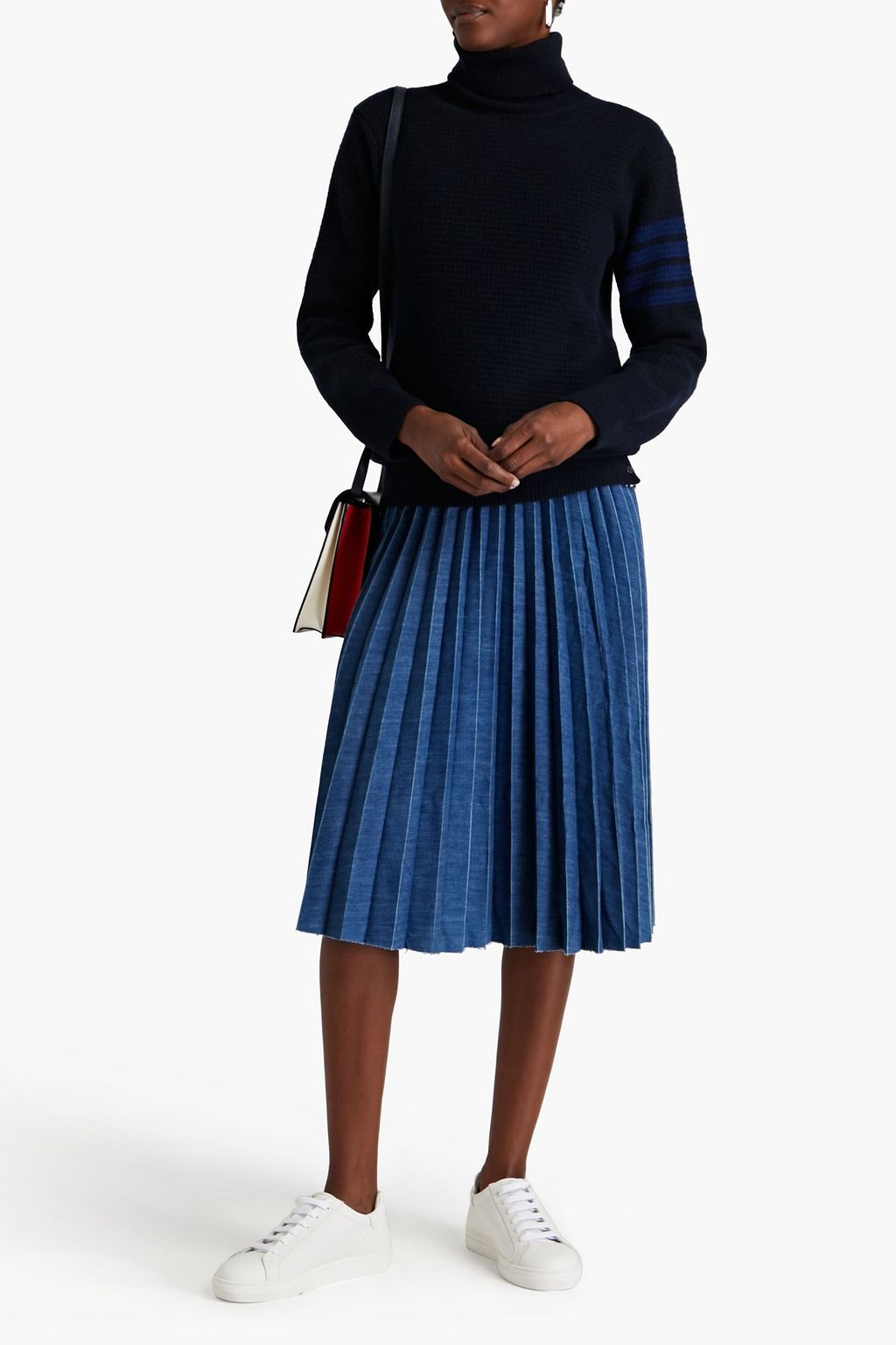 THOM BROWNE Waffle-knit wool and cashmere-blend turtleneck sweater