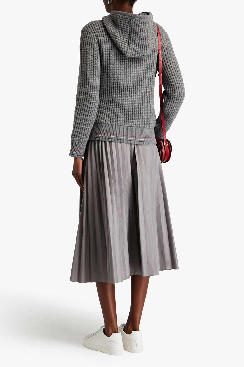 THOM BROWNE Waffle-knit wool hooded cardigan
