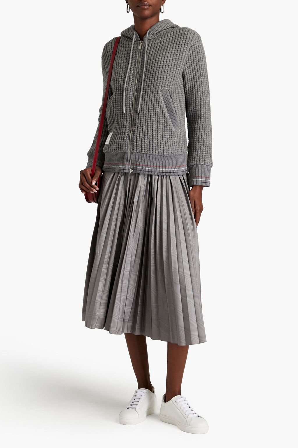 THOM BROWNE Waffle-knit wool hooded cardigan