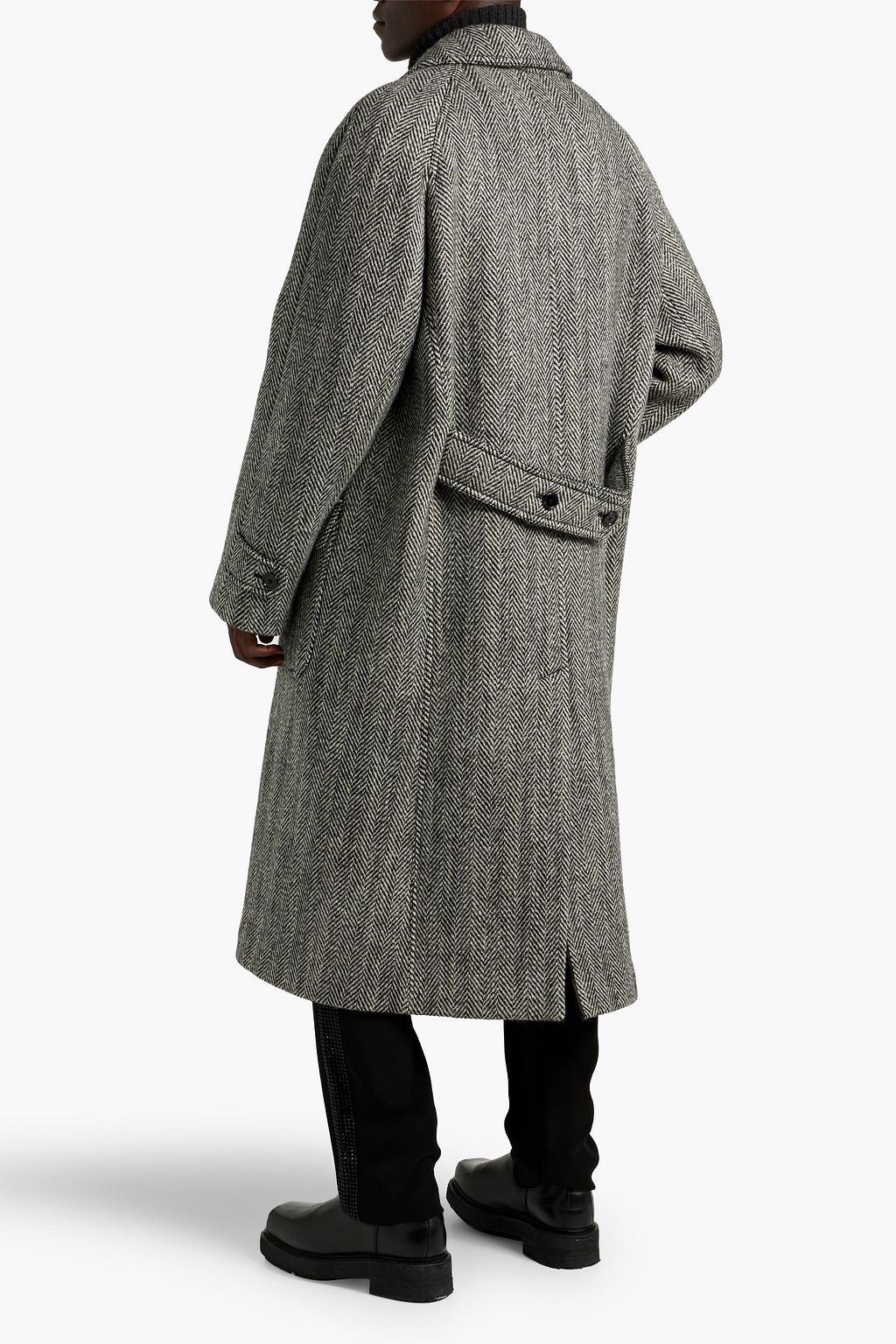 DOLCE&GABBANA Double-breasted herringbone wool-blend tweed coat