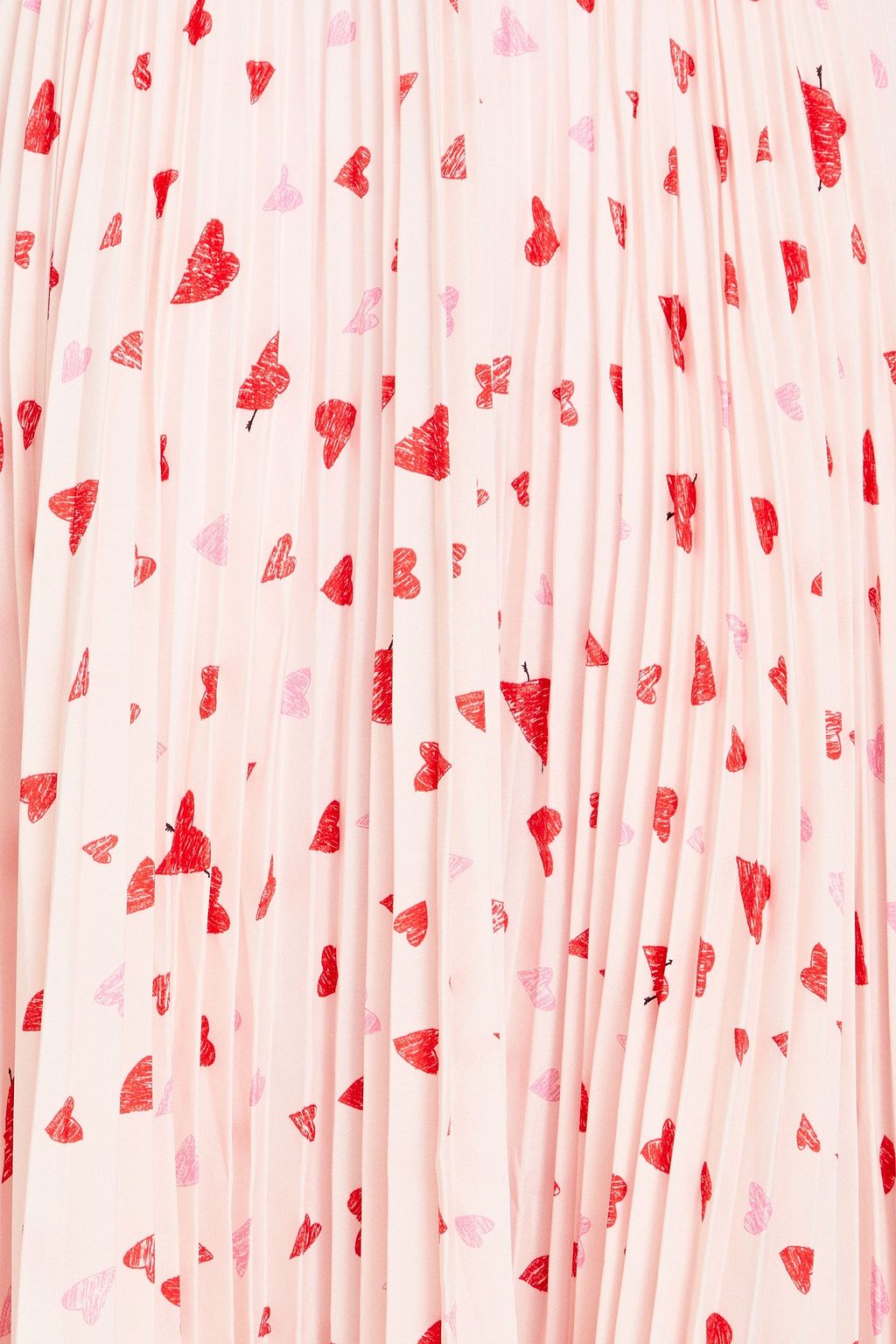 REDVALENTINO تنورة متوسطة الطول من قماش الحرير الصيني مزينة بطبعات وبكسرات