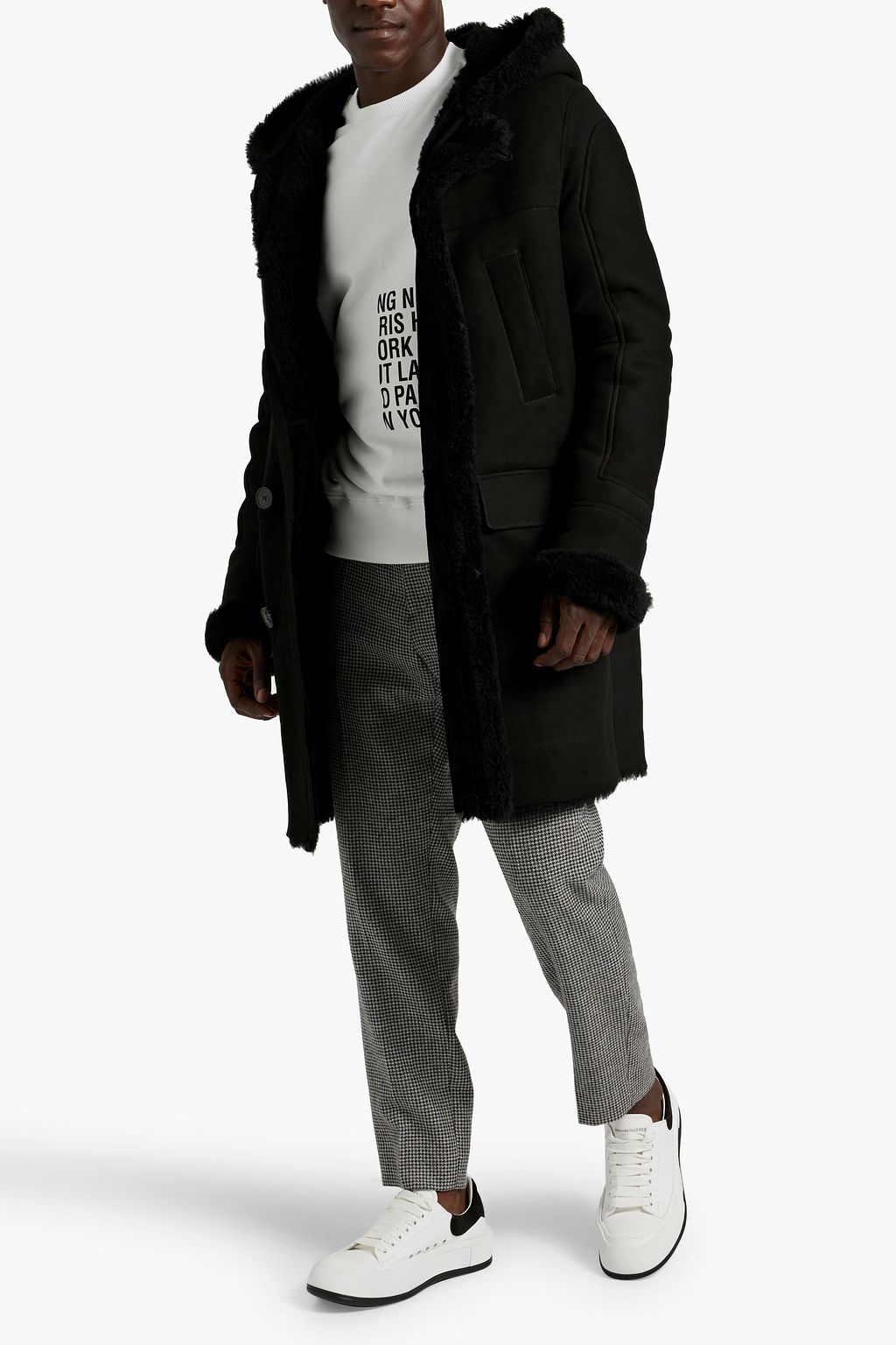 IRO Shearling hooded coat