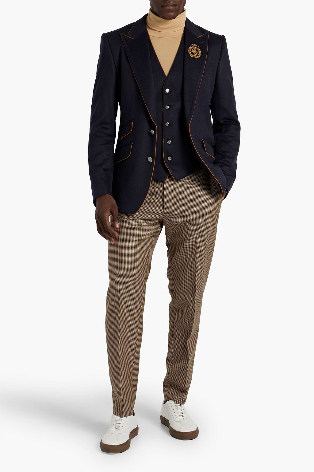 DOLCE&GABBANA Embroidered cashmere-felt blazer and vest set
