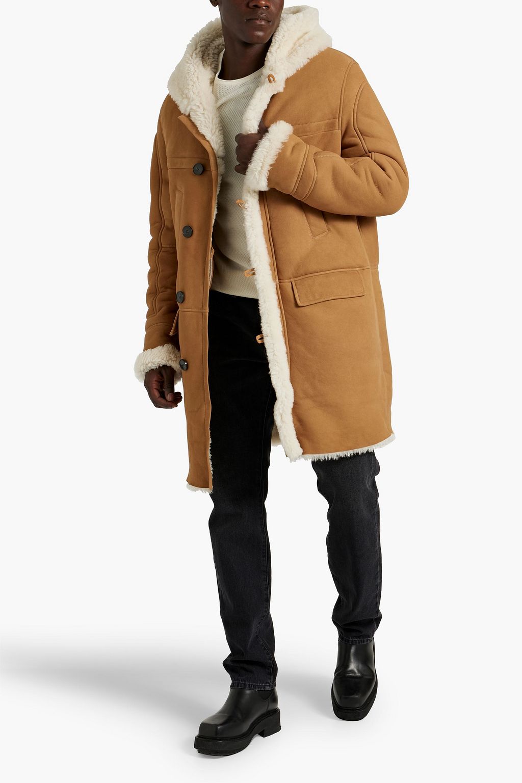 IRO Shearling hooded coat
