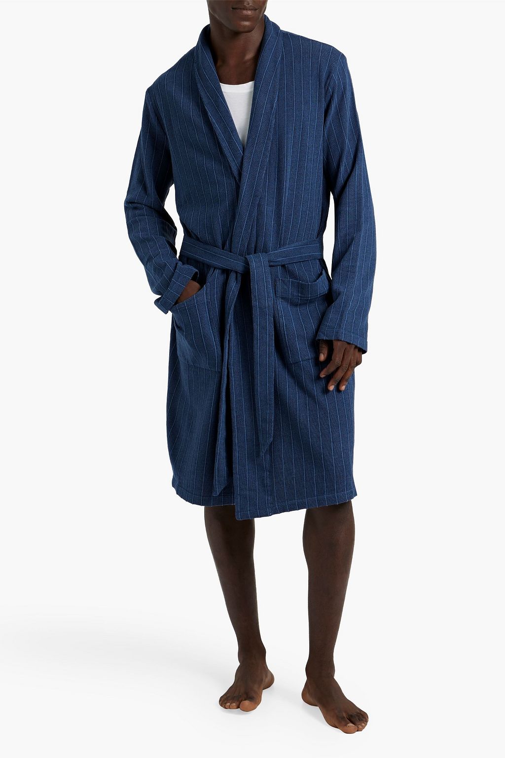 HAMILTON AND HARE Striped cotton-terry bathrobe