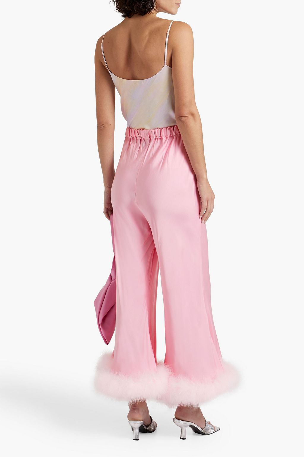 SLEEPER Feather-embellished jersey pajama pants