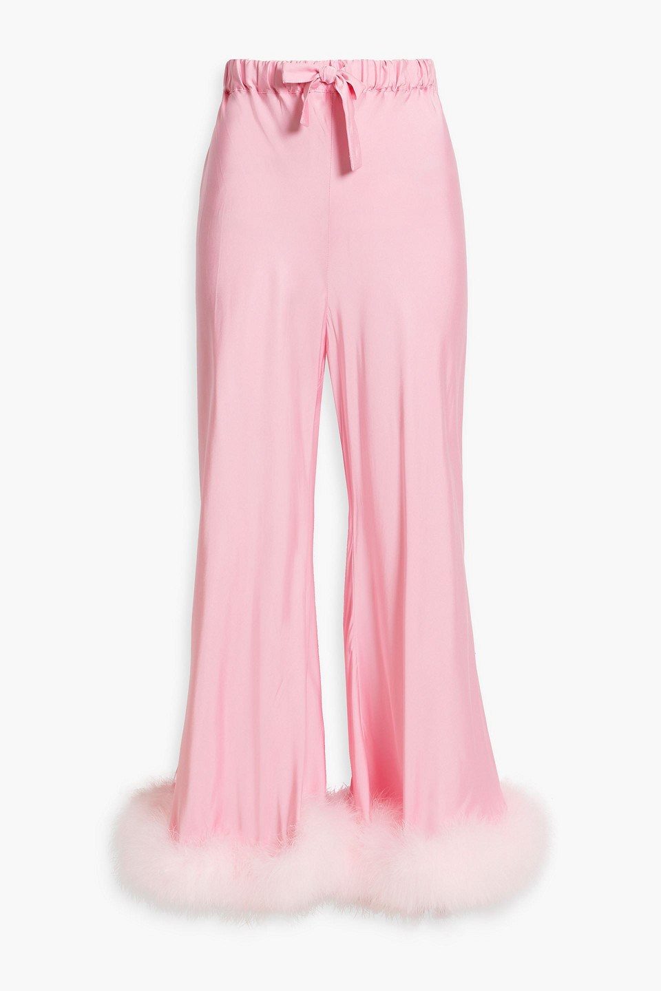 SLEEPER FEATHER-EMBELLISHED SATIN PANTS