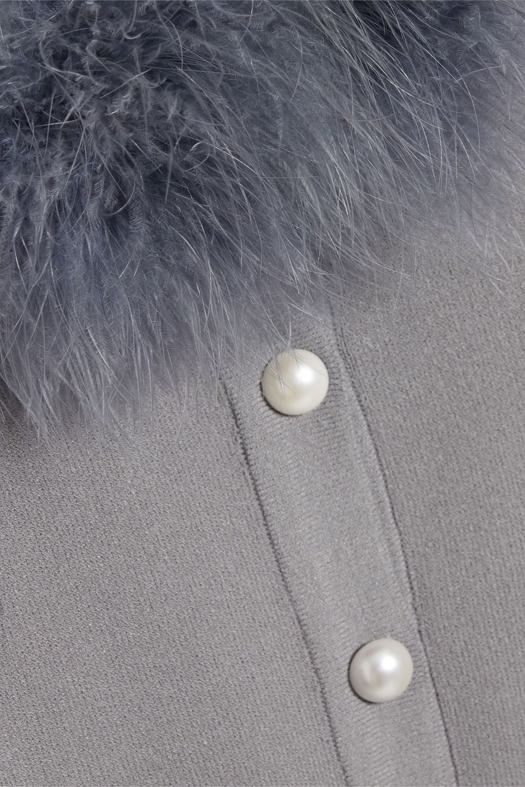 SLEEPER Convertible cropped feather-trimmed knitted cardigan