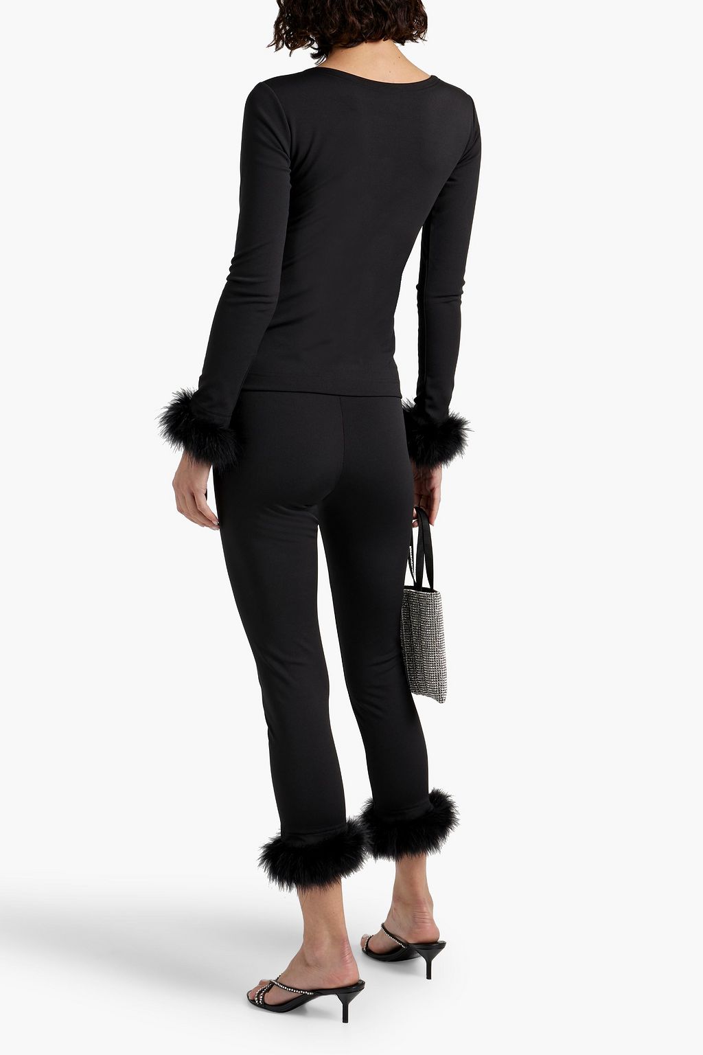 SLEEPER Weekend Chic feather-embellished jersey pajama set