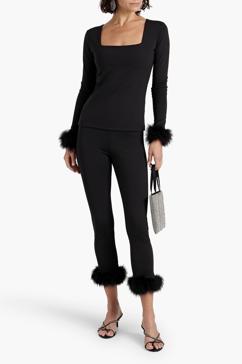 SLEEPER Weekend Chic feather-embellished jersey pajama set