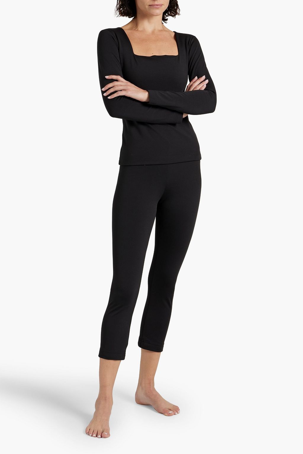 SLEEPER Weekend Chic feather-embellished jersey pajama set