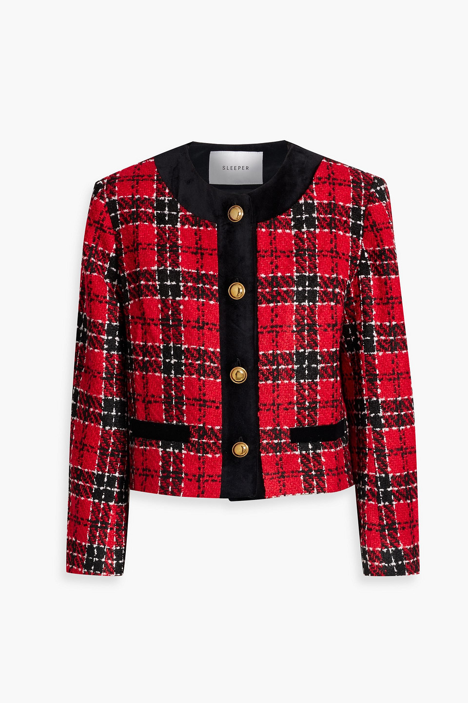 Sleeper Women's Checked Manhattan Tweed Jacket In Red