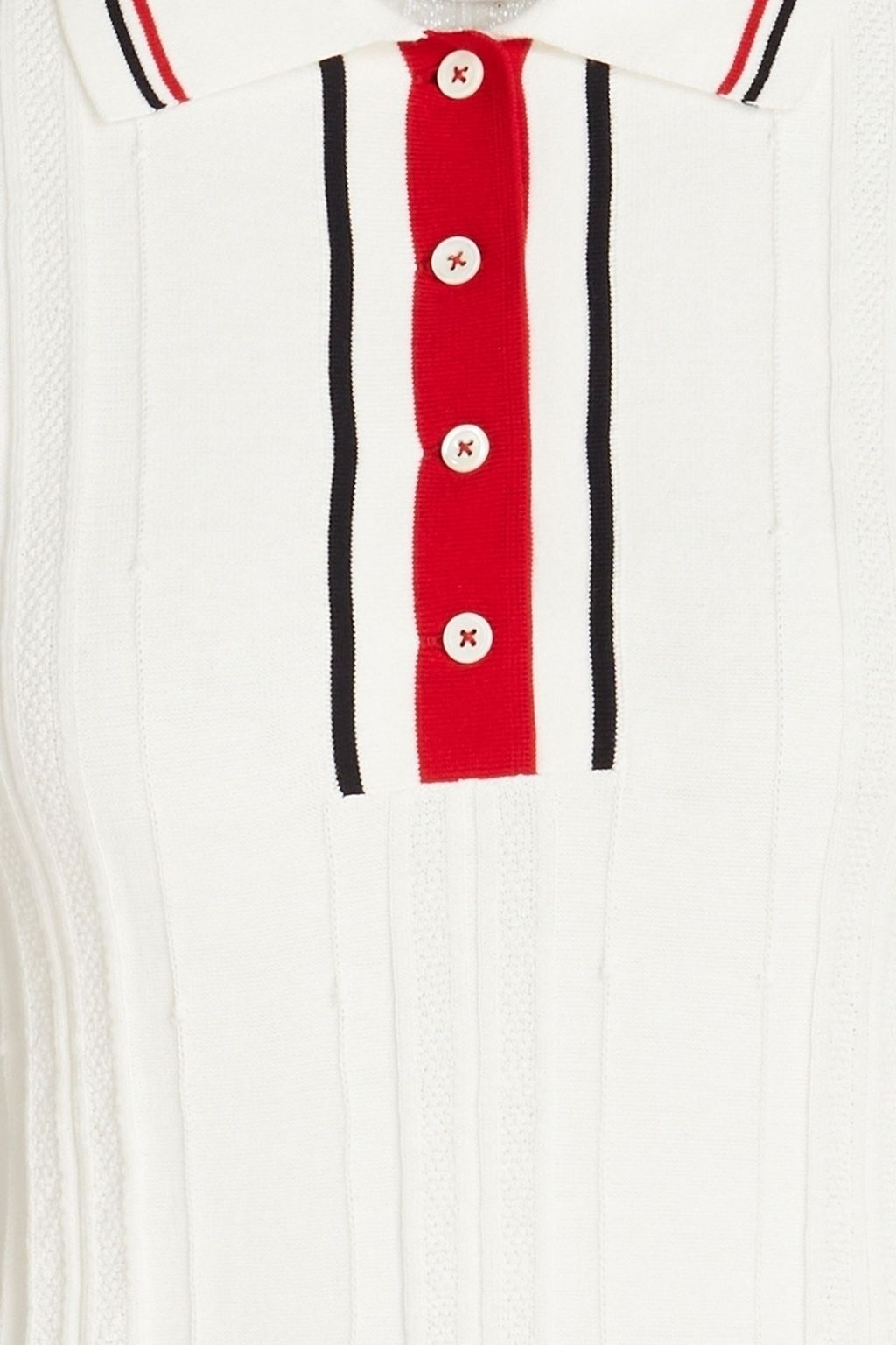 THOM BROWNE قميص بولو من القطن المحبوك بنمط جاكار مخطط