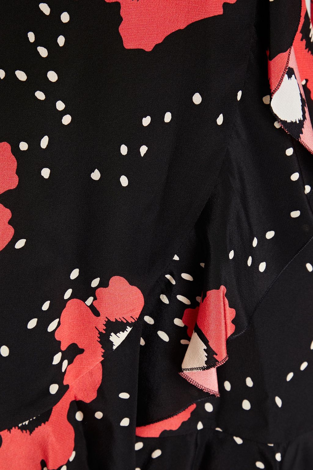 REDVALENTINO بلاي سوت من حرير صيني بتصميم ملتف مزين بكشاكش وبطبعة الأزهار