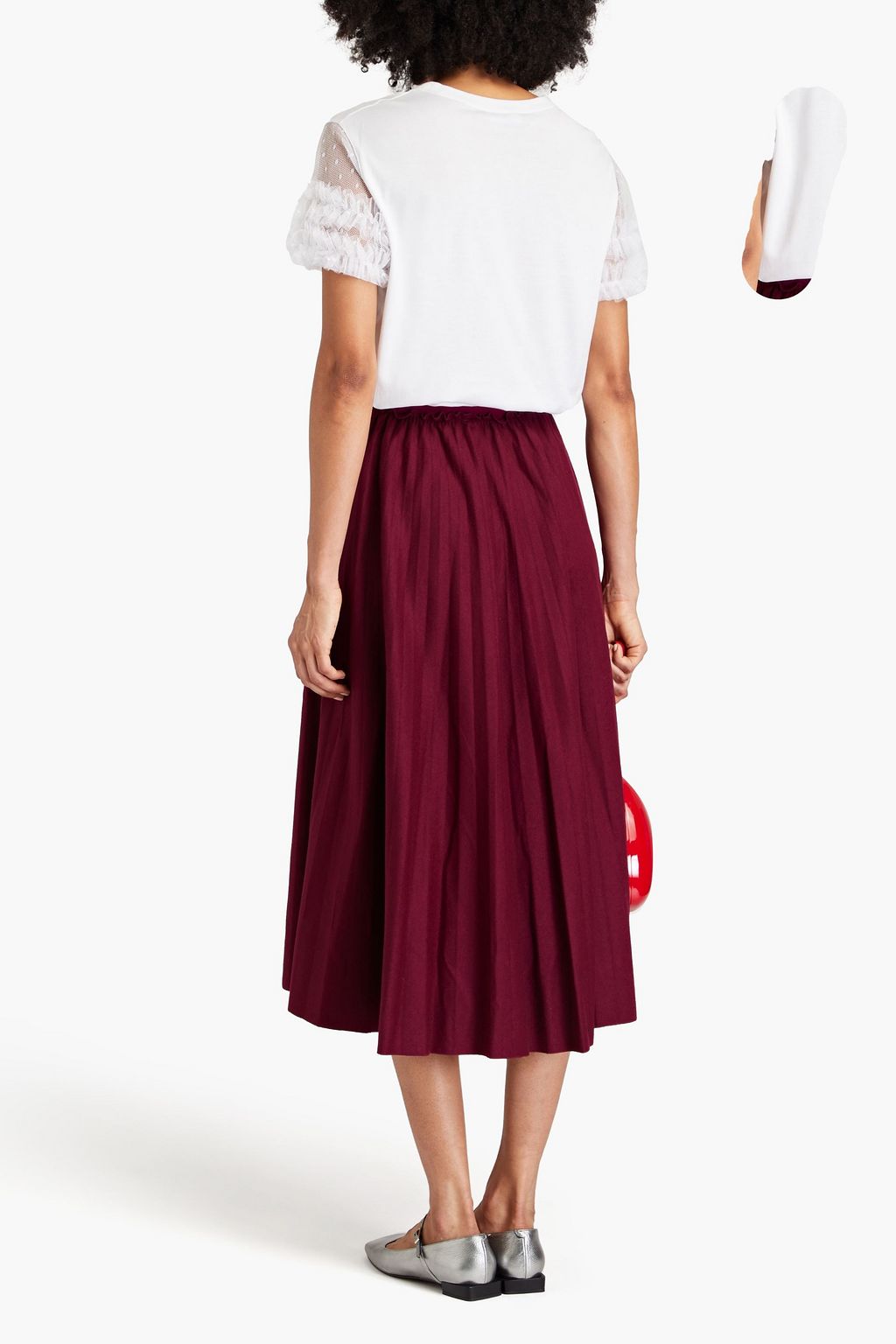 REDVALENTINO Wool-blend felt midi skirt