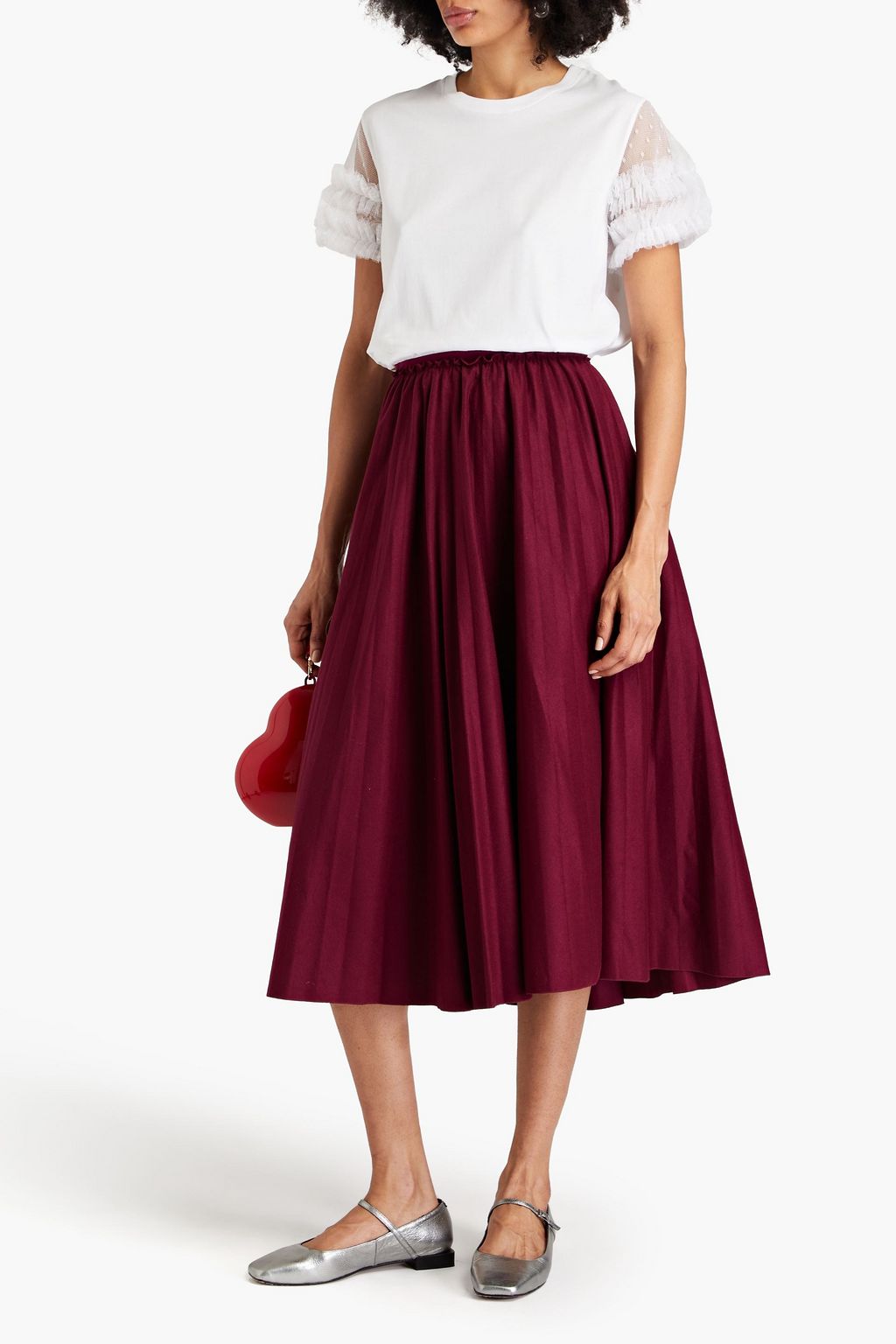 REDVALENTINO Wool-blend felt midi skirt
