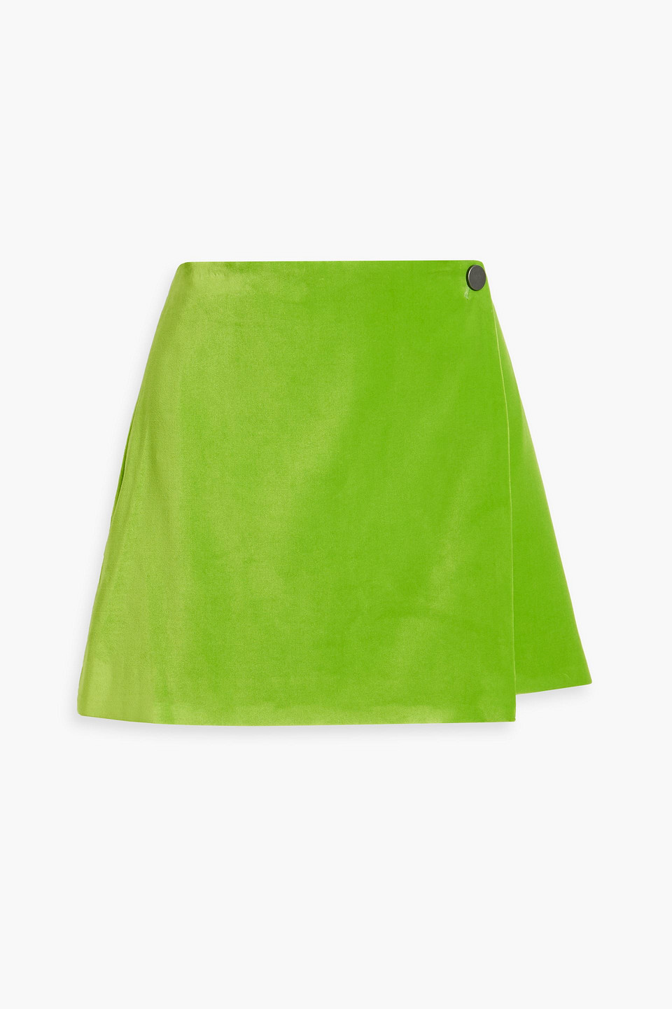 Alice And Olivia Velour Mini Wrap Skirt In Lime Green