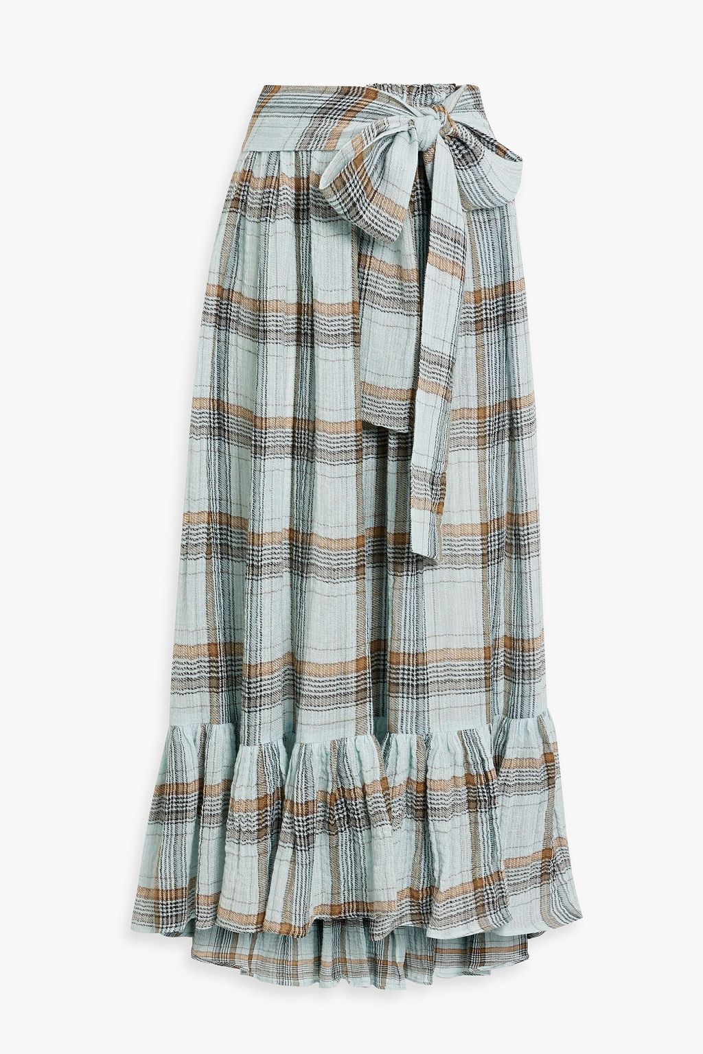 LISA MARIE FERNANDEZ Nicole ruffled checked cotton-gauze maxi skirt ...