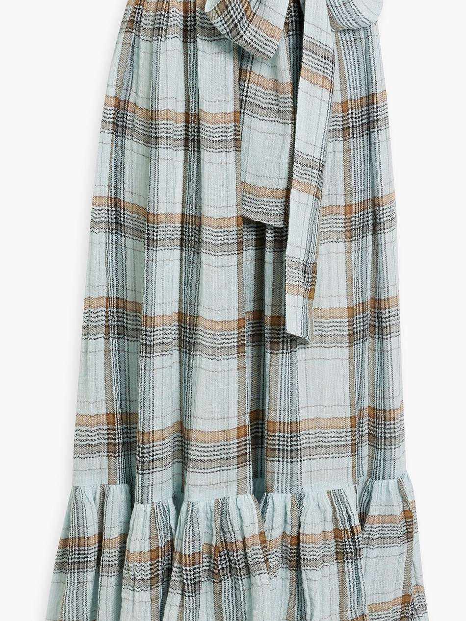 nicole ruffled checked cotton-gauze maxi skirt