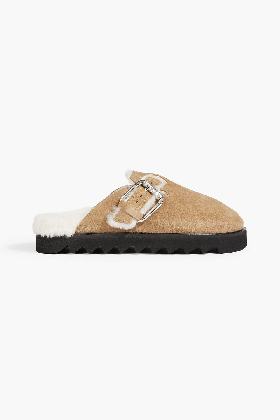 IRO BRACCI BUCKLED SHEARLING SLIPPERS