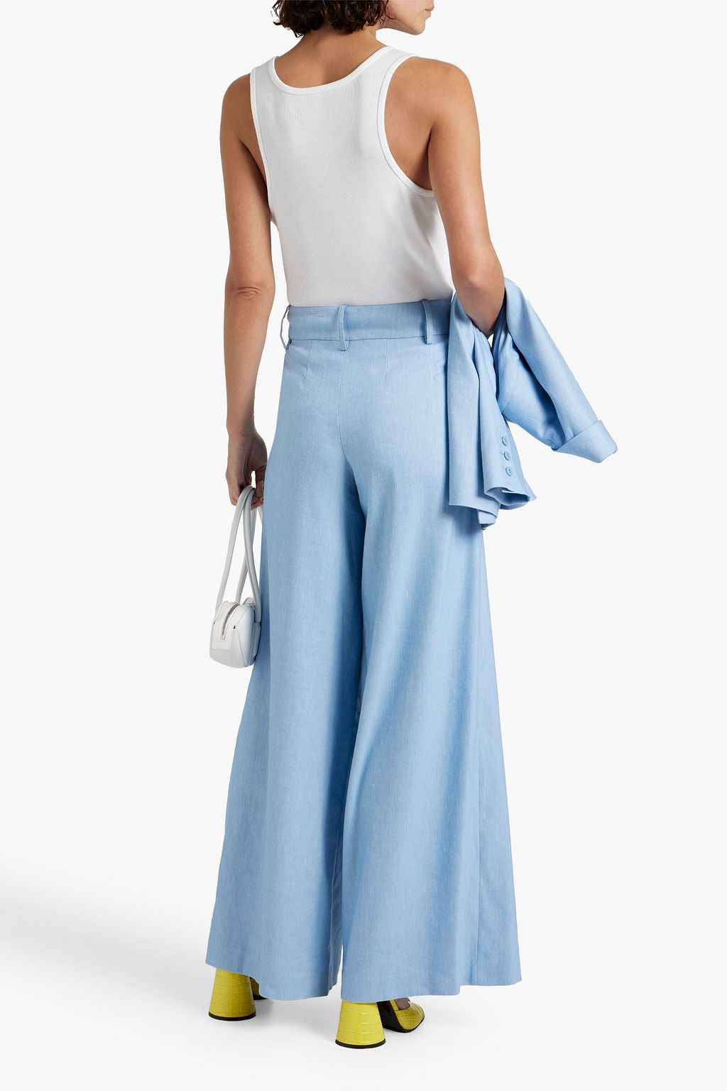 ALICE + OLIVIA بنطال بأرجل واسعة أحمر قرمزي داكن مصنوع من التويل