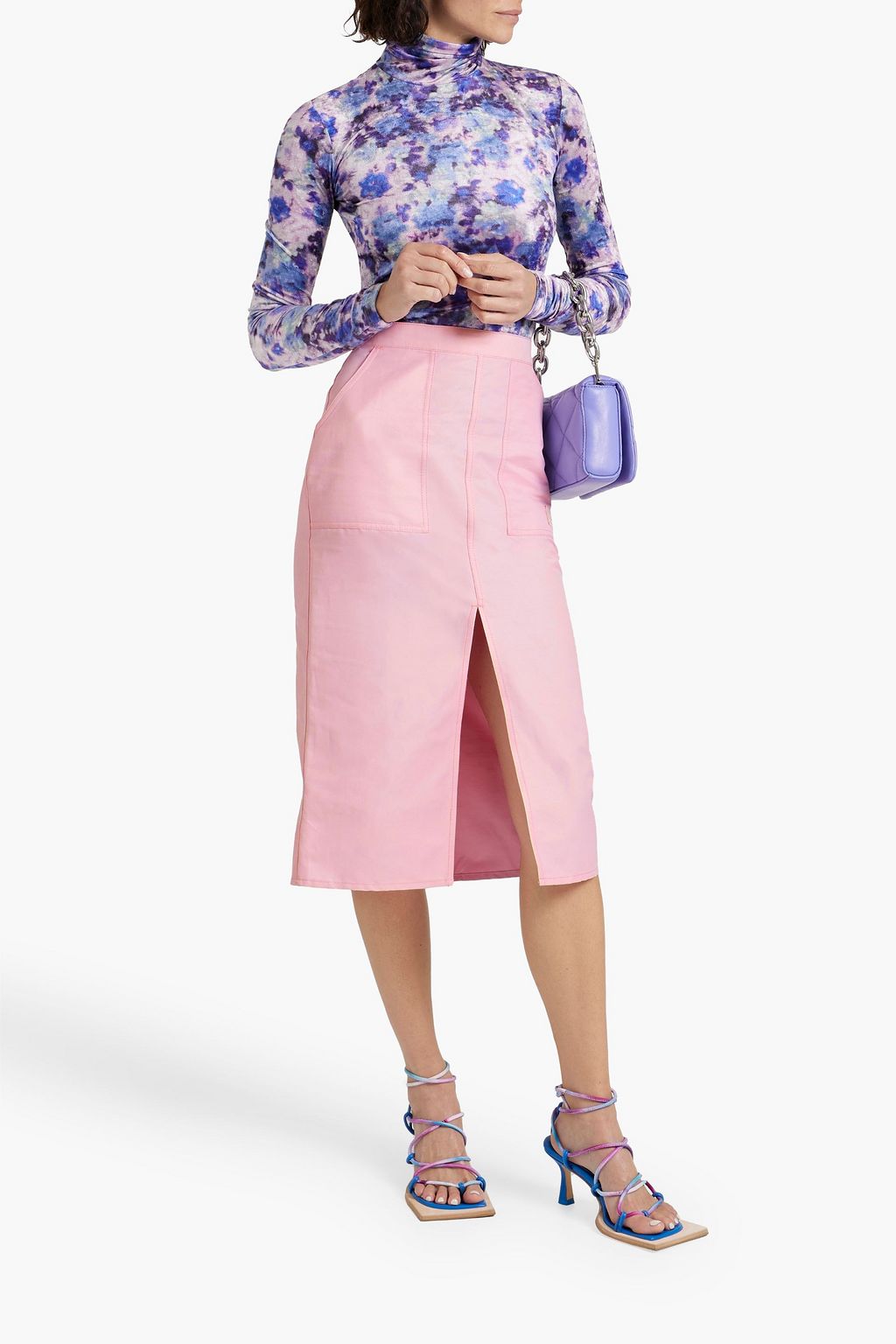 MARNI Embroidered twill skirt