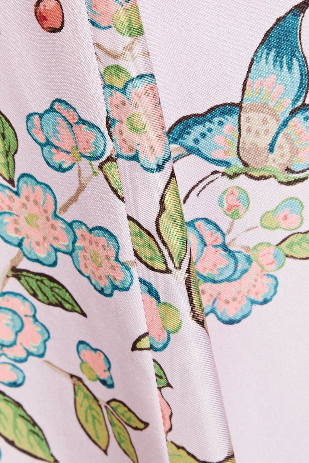 REDVALENTINO 플로럴 프린트 실크 트윌 미디 셔츠 드레스