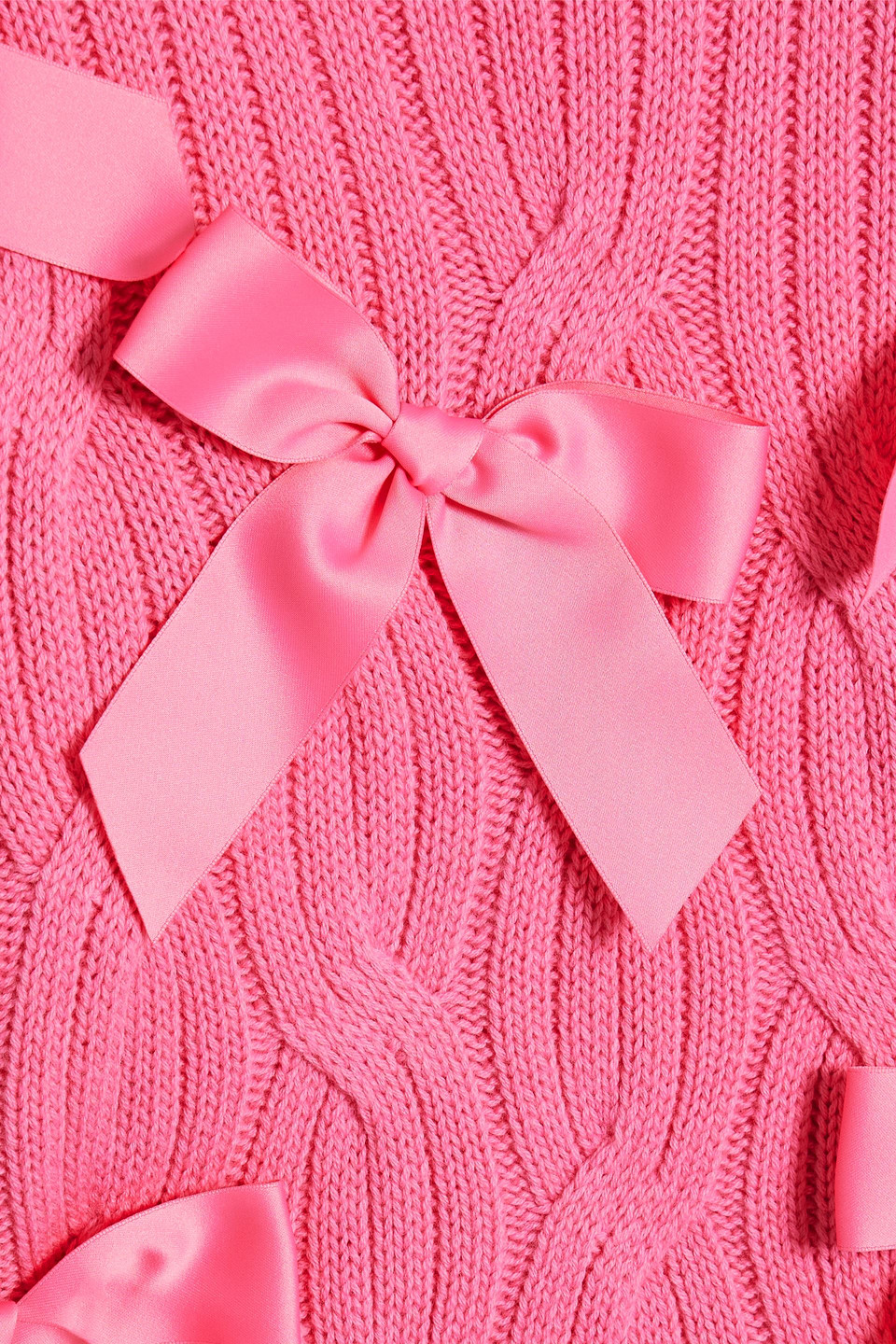 ALICE AND OLIVIA BEAU BOW-EMBELLISHED CABLE-KNIT SWEATER