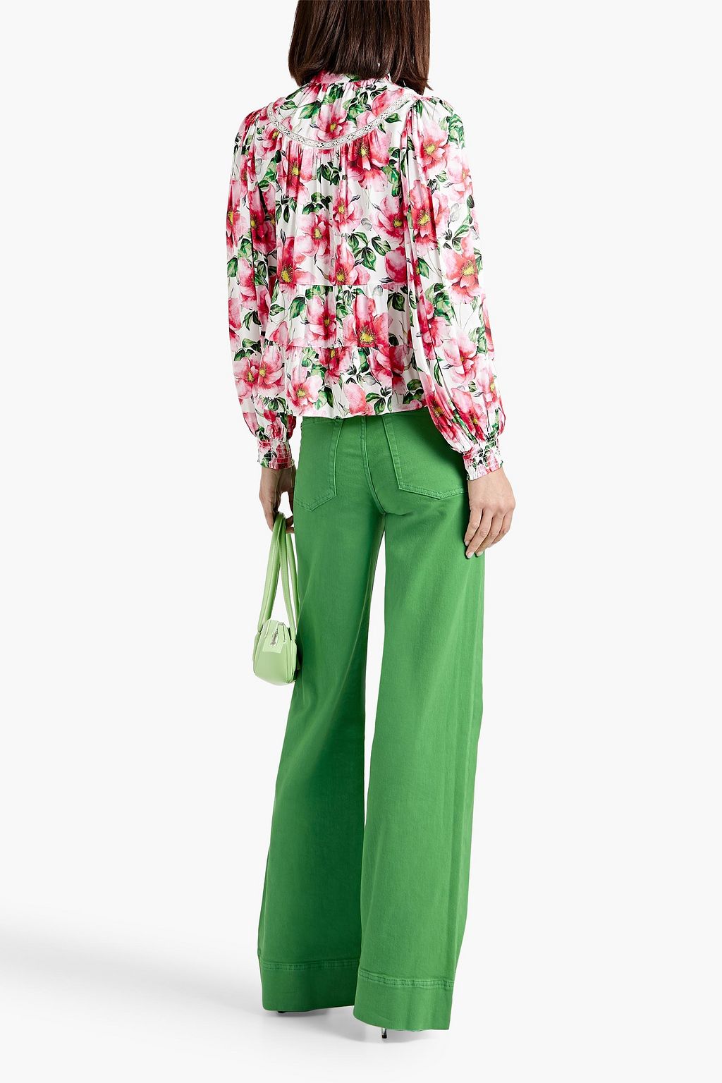 ALICE + OLIVIA JEANS Faded high-rise wide-leg jeans