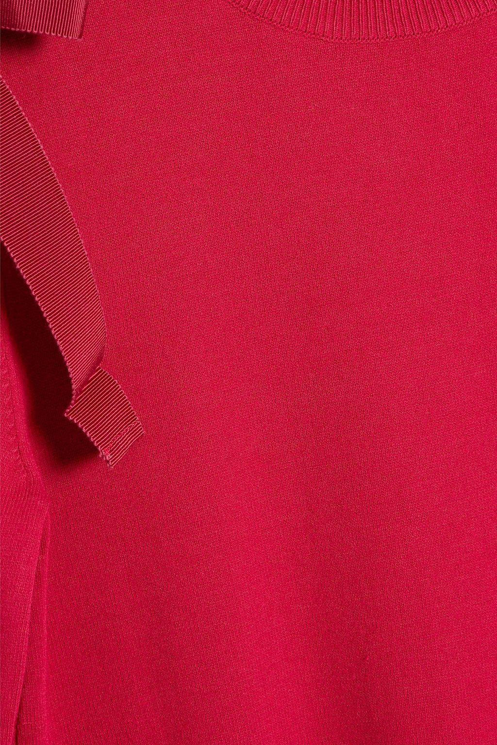 REDVALENTINO Fluted bow-detailed stretch-knit mini dress