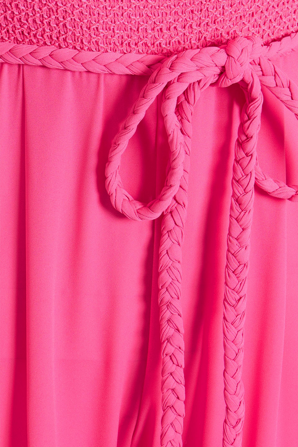 Shop Alice And Olivia Liya Smocked Crepe Wide-leg Jumpsuit In Bright Pink