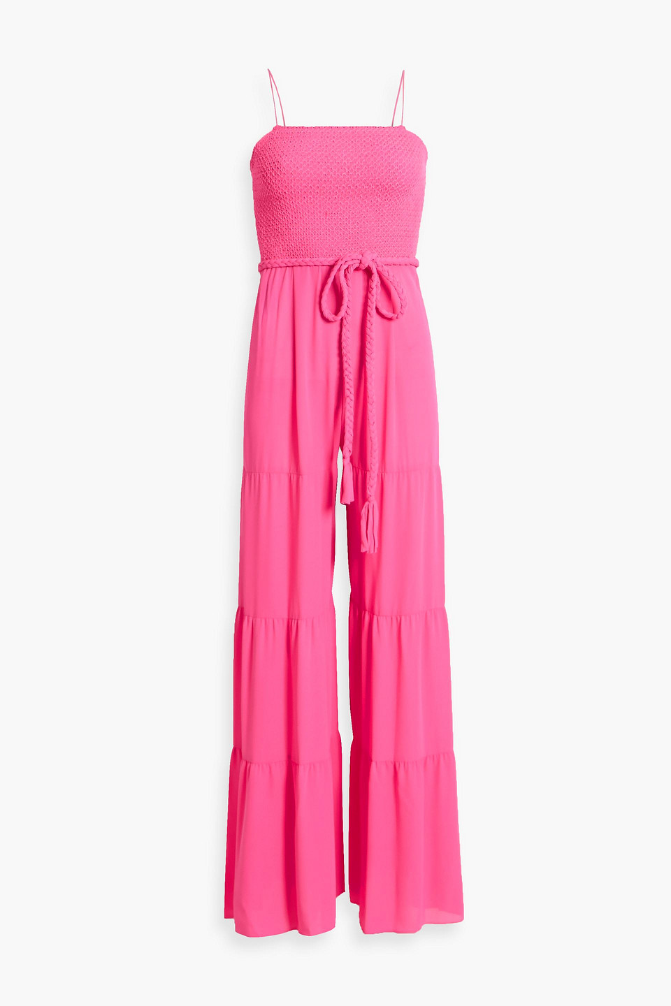 Liya smocked crepe wide-leg jumpsuit