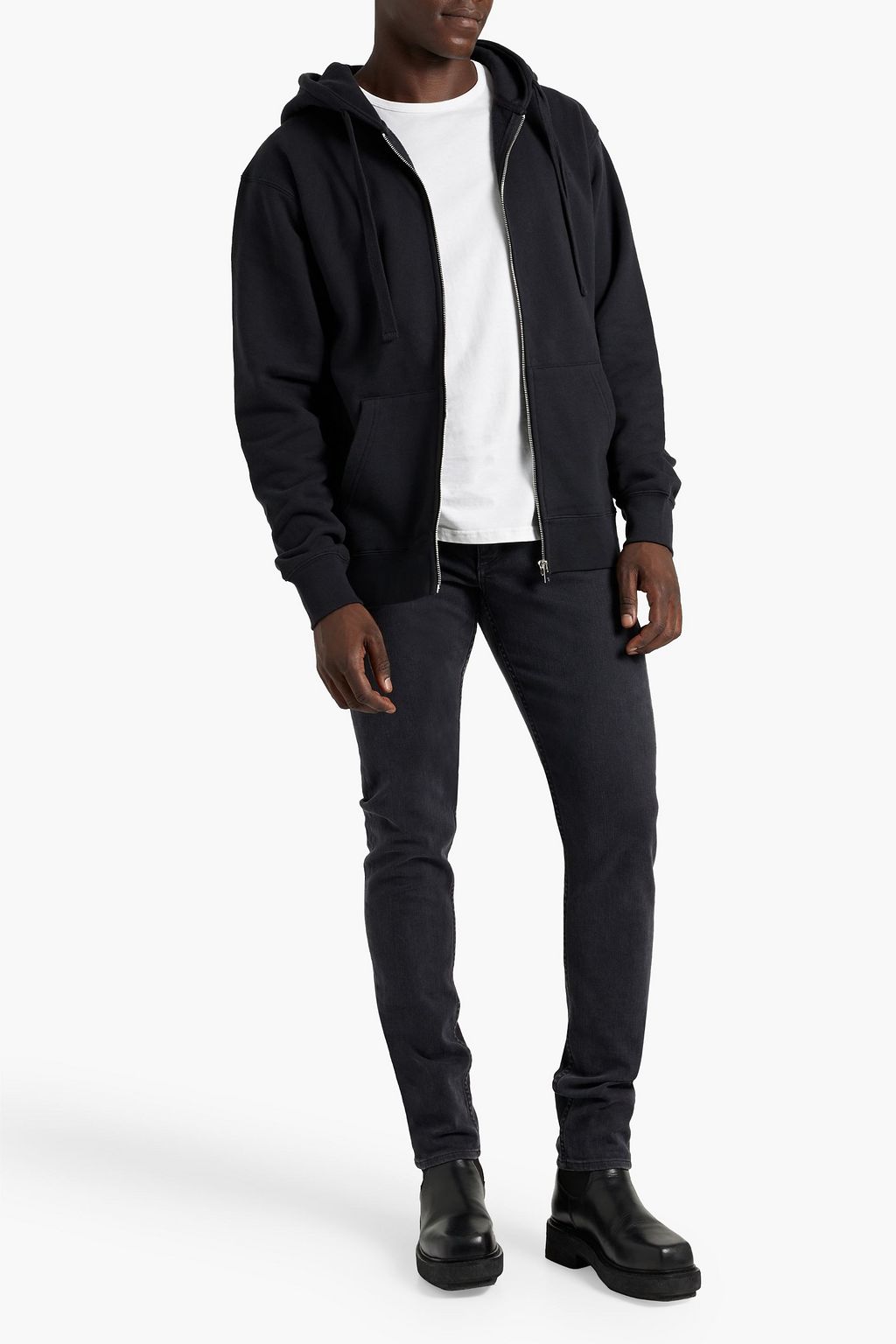 IRO Printed cotton-fleece zip-up hoodie