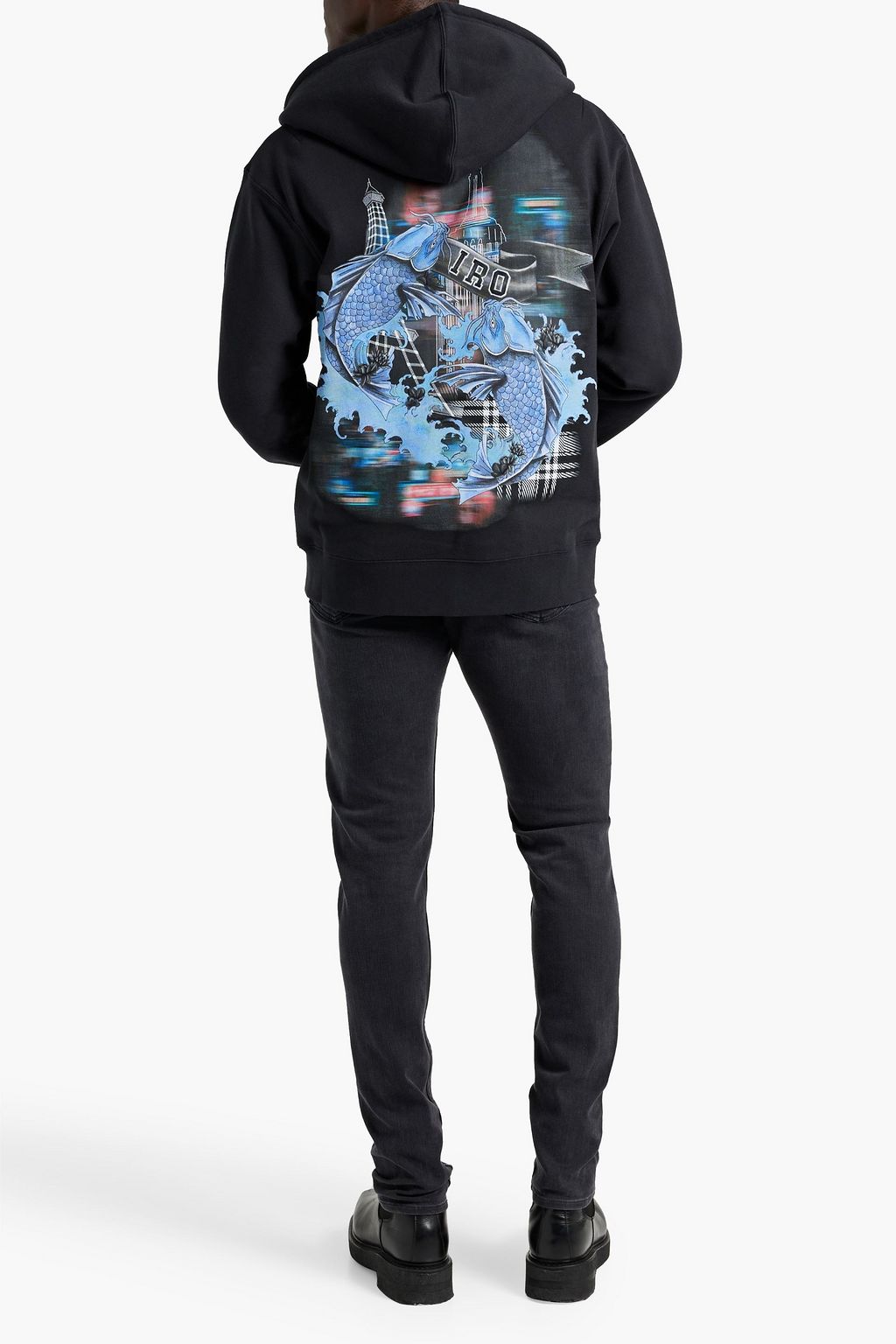 IRO Printed cotton-fleece zip-up hoodie