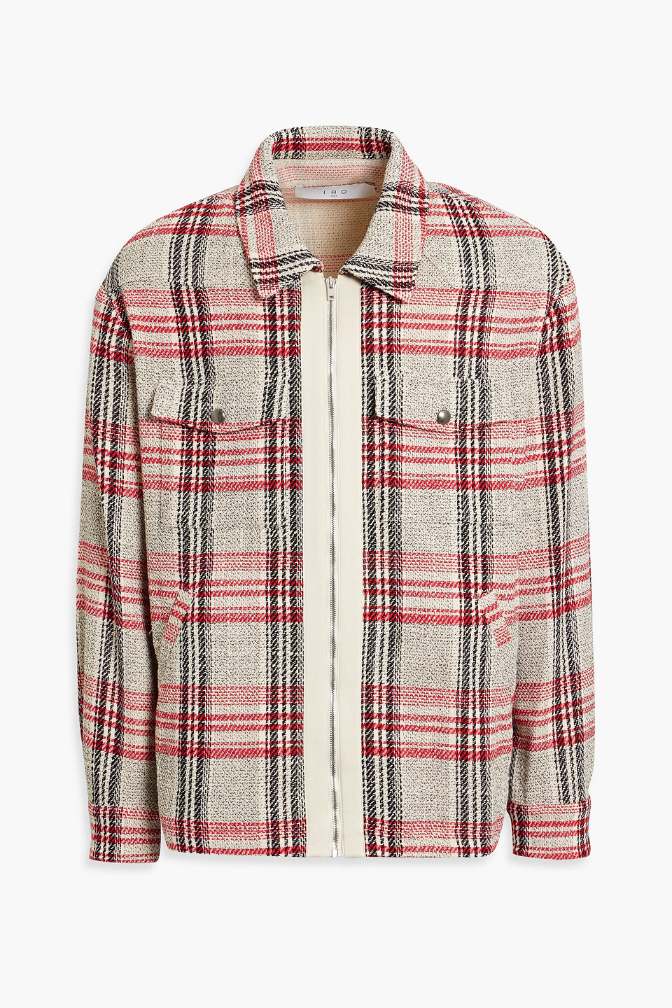 Shop Iro Singala Checked Cotton-blend Tweed Jacket In Red