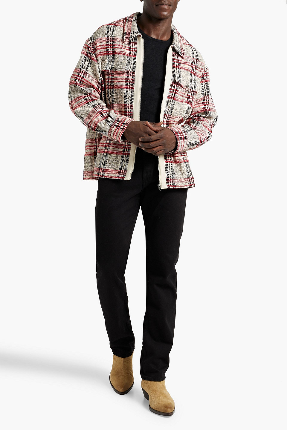 Shop Iro Singala Checked Cotton-blend Tweed Jacket In Red