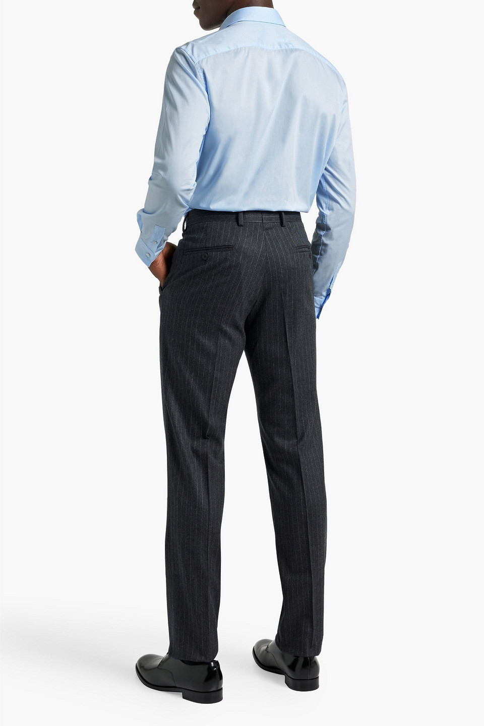 Shop Iro Pitea Slim-fit Pinstriped Wool-blend Suit Pants In Dark Gray