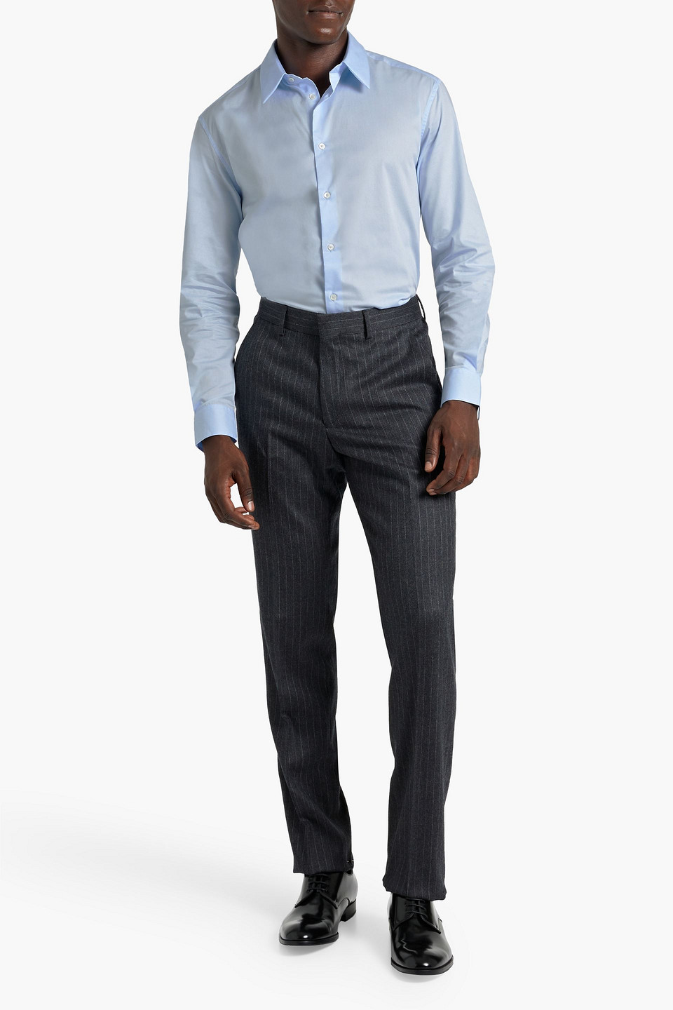 Shop Iro Pitea Slim-fit Pinstriped Wool-blend Suit Pants In Dark Gray