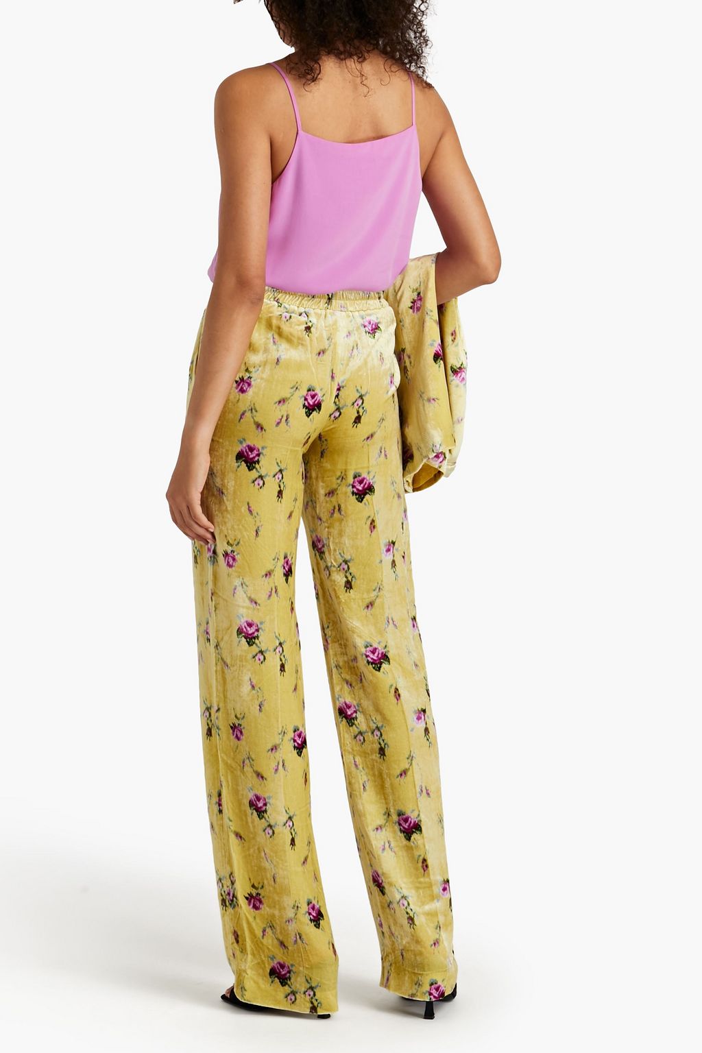 REDVALENTINO Floral-print velvet wide-leg pants