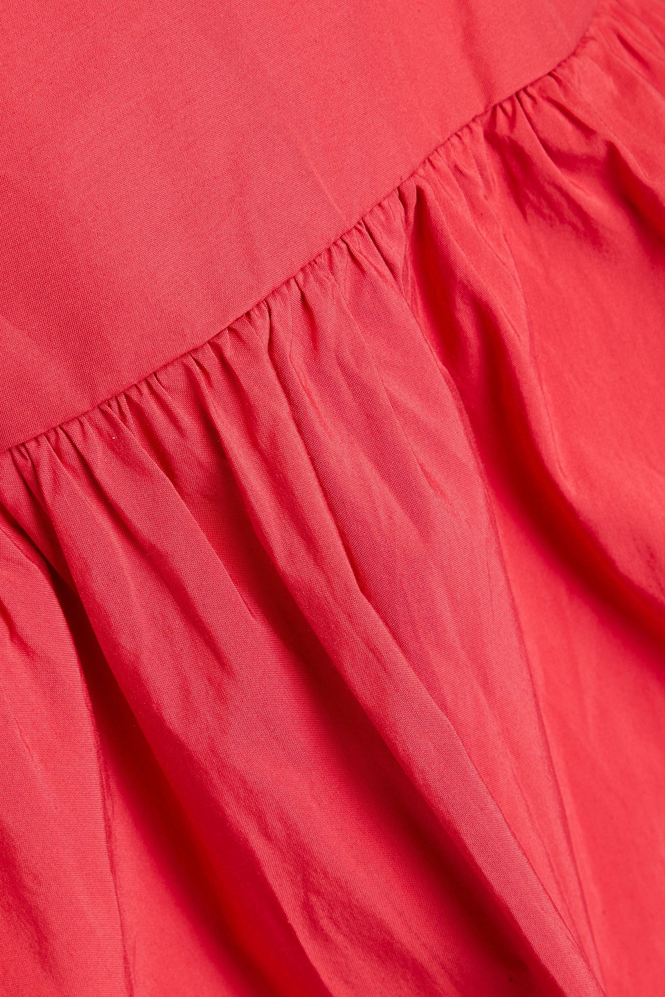Red Valentino Gathered Cotton-blend Taffeta Mini Dress In Coral