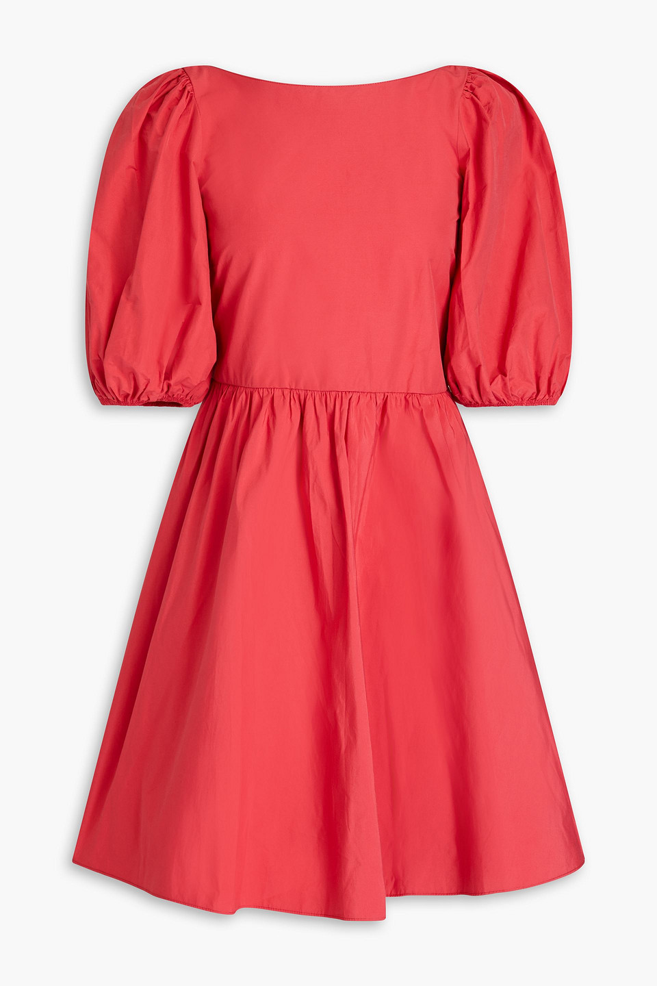 Red Valentino Gathered Cotton-blend Taffeta Mini Dress In Red