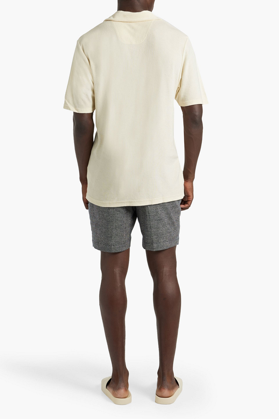 Shop Frescobol Carioca Faustino Cotton, Lyocell And Linen-blend Terry Polo Shirt In Ivory