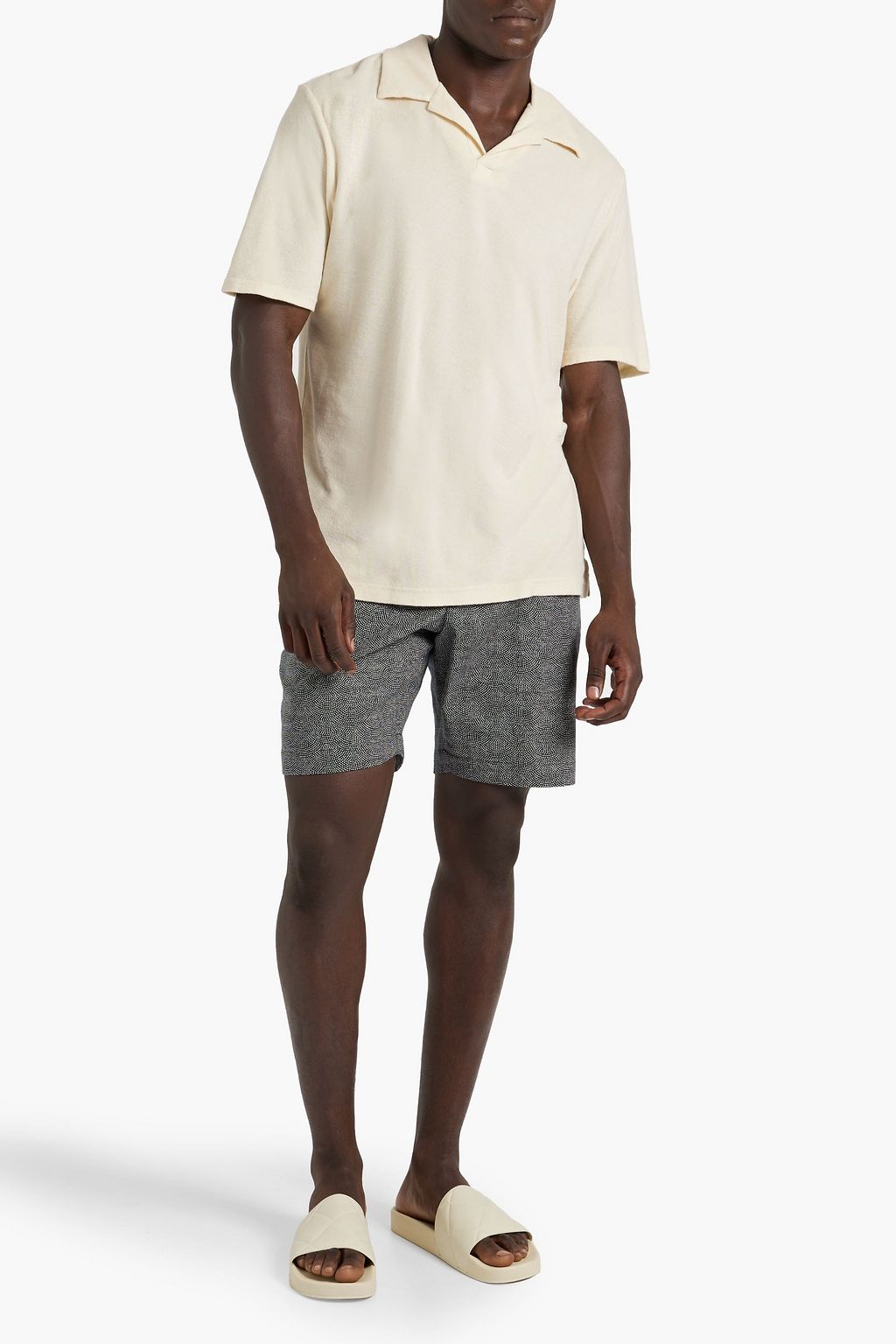 FRESCOBOL CARIOCA Faustino cotton, Lyocell and linen-blend terry polo shirt