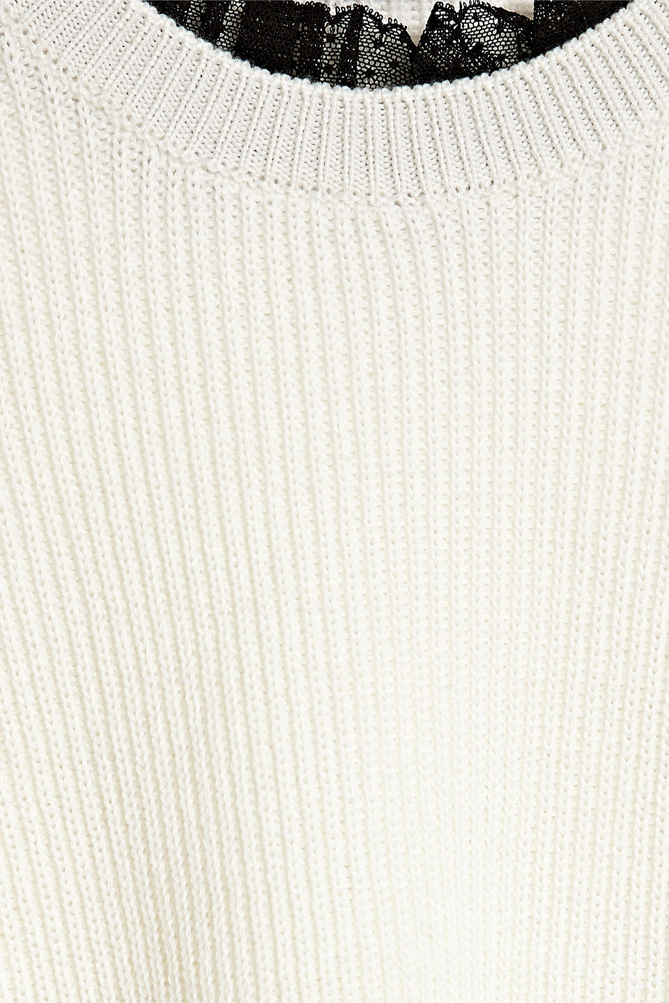 Red Valentino Point D'esprit-trimmed Ribbed Wool Sweater In Ivory