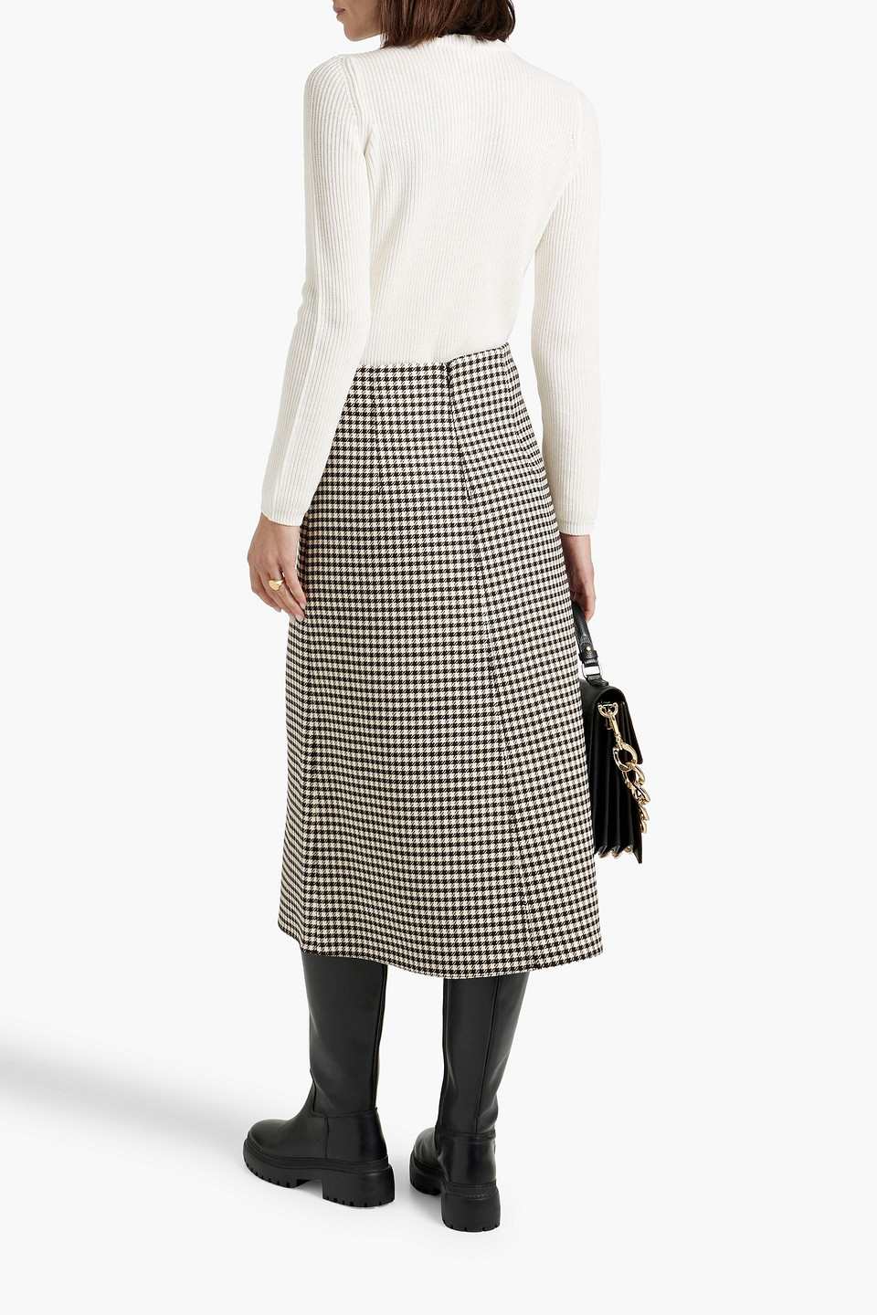 Red Valentino Point D'esprit-trimmed Ribbed Wool Sweater In Ivory