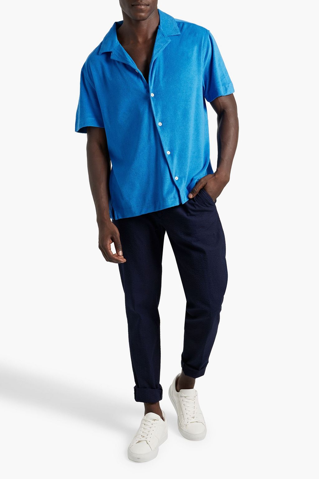 FRESCOBOL CARIOCA Roberto cotton, Lyocell and linen-blend terry shirt