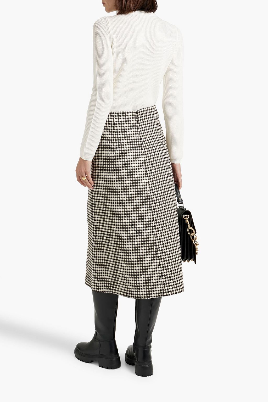 REDVALENTINO تنورة متوسطة الطول من التويد مزينة بنقشة هاوندز توث